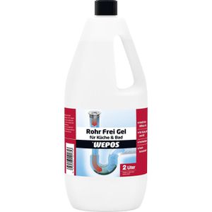 Wepos Rohrreiniger 2000101760, Gel, für Küche, Bad und WC, Wirkzeit 30 min, Flasche 2 Liter