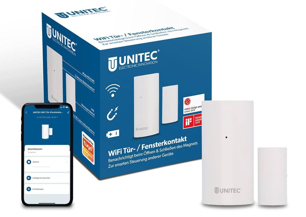 Unitec WIFI Deur- en raamsensor met magneetsensor voor meldingen op uw smartphone