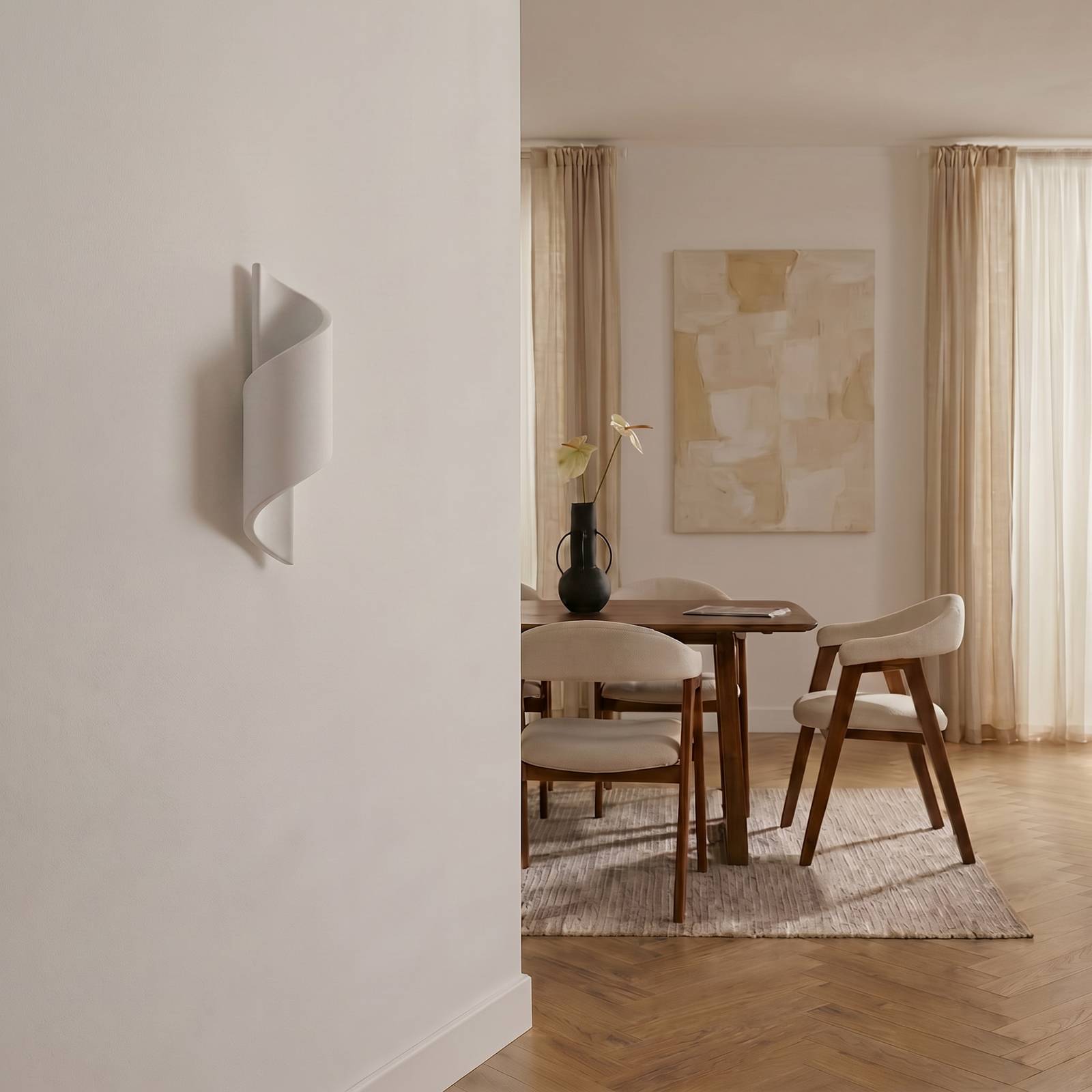 Wandlampe Desirio Lindby, dimmbar, weiß / opal, für Wohn- / Esszimmer, Gips / Ton, Modern, Wandleuchte, Wandlampe Innen