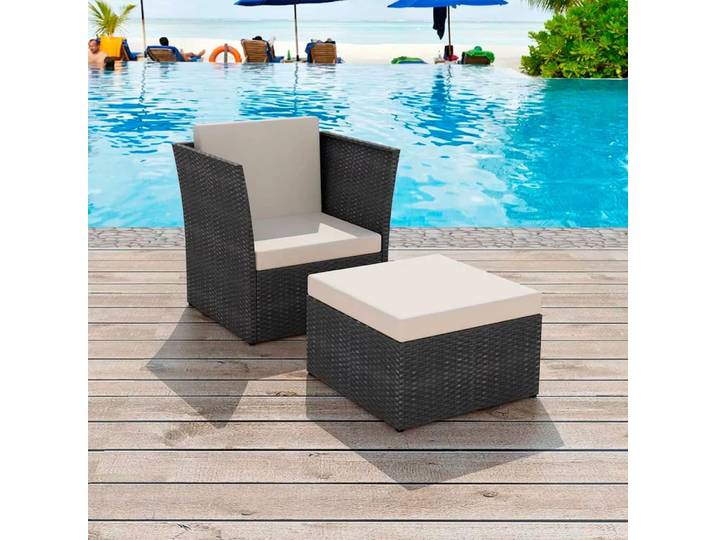VidaXL - Gartenstuhl poly-rattan, One Size, Schwarz