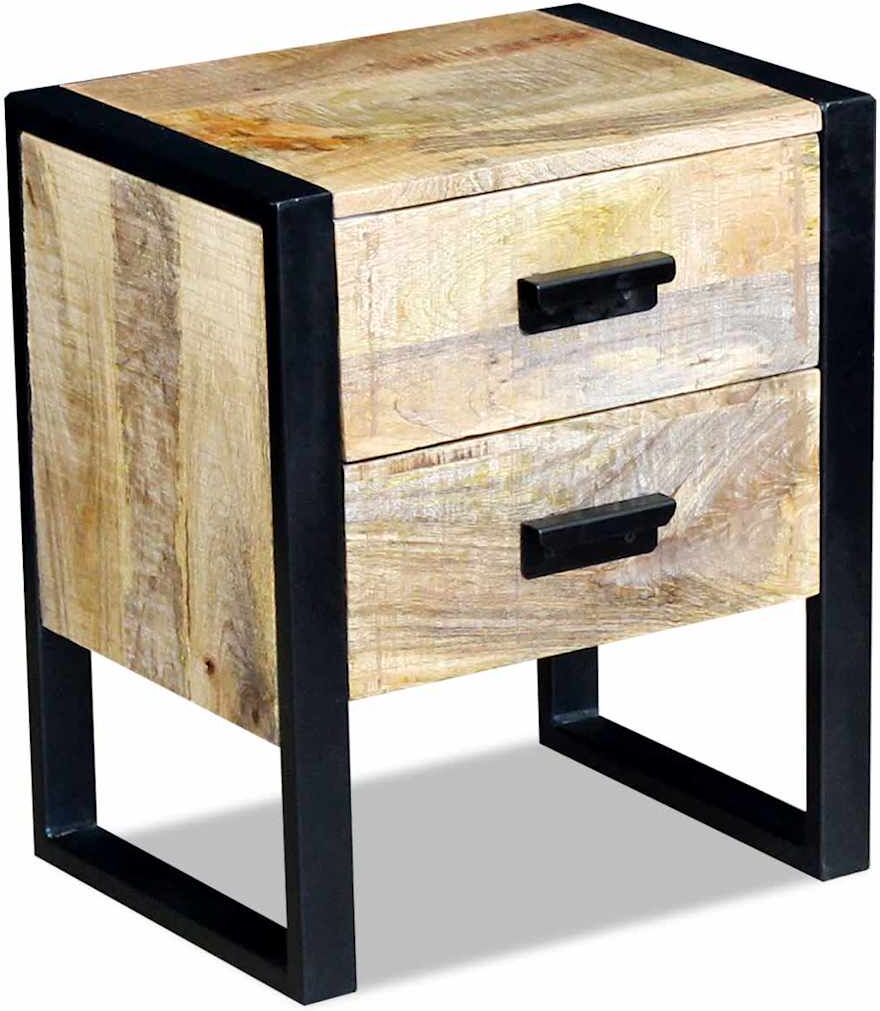vidaXL Table auxiliaire à 2 tiroirs bois manguier massif 43x33x51 cm