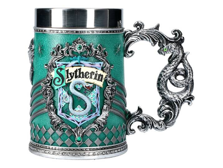 Figuren Shop GmbH Bierkrug Harry Potter Krug - Slytherin - Bierkrug Film Deko, Kunststein (Polyresin), Edelstahl