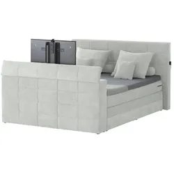 Primo TV-Boxspringbett mit motorischer TV-Halterung Dillon ¦ grau ¦ Maße (cm): B: 202 H: 123