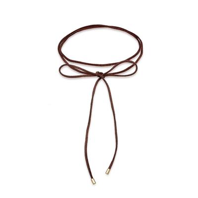 Choker ELLI "Halskette Choker Velour Leder Schwarz 925 Silber" Gr. 36, braun, Halsketten, Damen, ohne Stein, Silber 925 (Sterlingsilber)