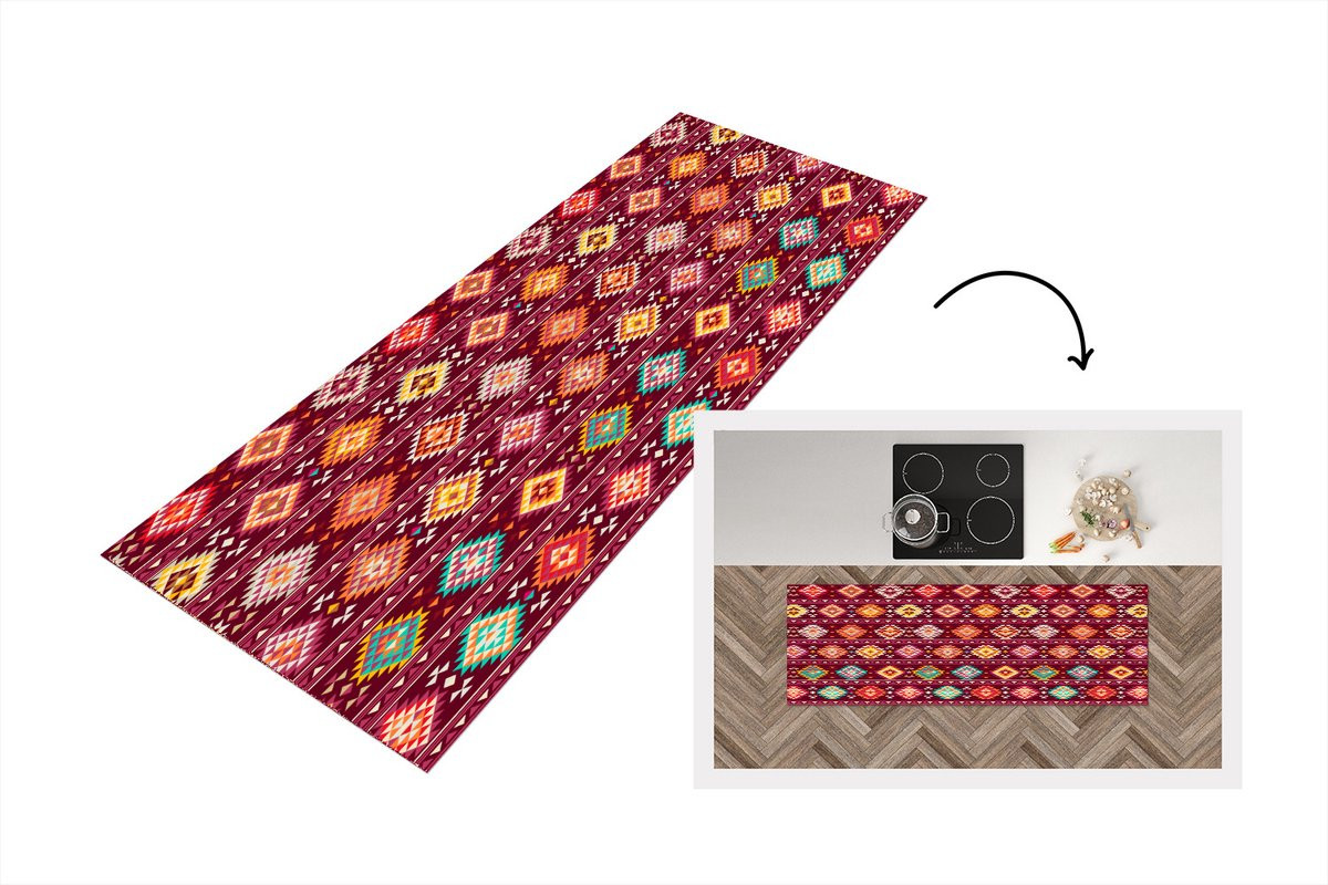 KitchenYeah Keukenloper Native American Patroon Vinyl 150 x 50 cm