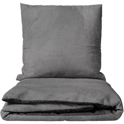 Leonado Vicenti Bettwäsche 240x220 cm Fleece Grau Anthrazit Wendeseite Winter warm