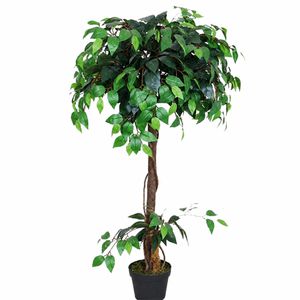 Decovego Kunstpflanze Ficus Benjamin, Kunstbaum im Topf, mit Echtholzstamm, Höhe 120 cm