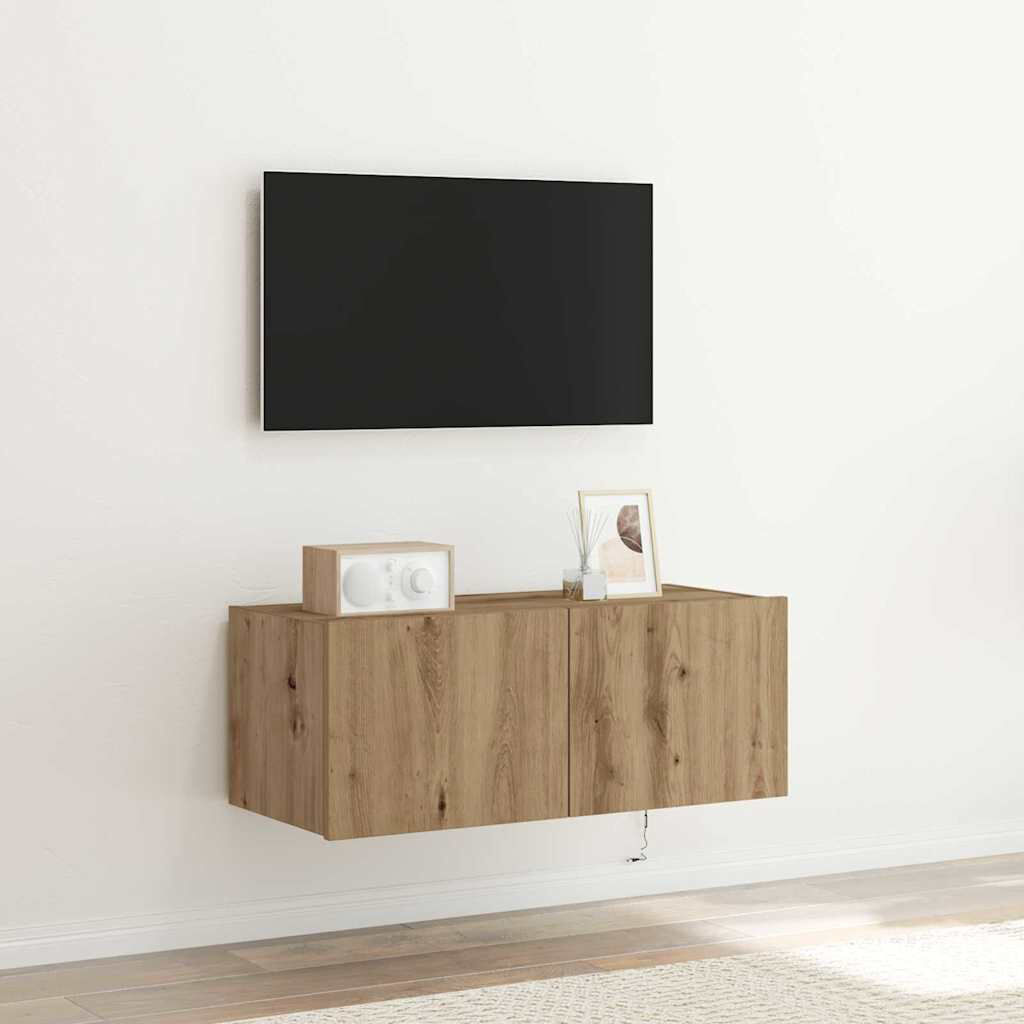Metro TV Wall Cabinet 80 X 35 X 31 Cm Engineered Wood Artisan Oak 88"