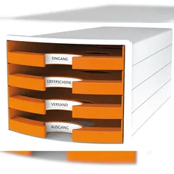 HAN Schubladenbox IMPULS Trend Colour, 4 offene Schübe f. DIN A4/C4, 1011-X, orange