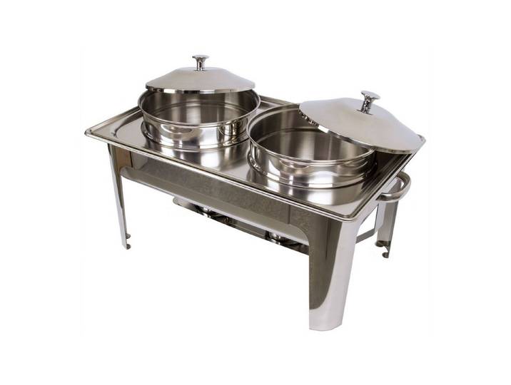 AcMax Thermobehälter Edelstahl Speisenwärmer Runder Chafing Dish 2x 4,5 Liter