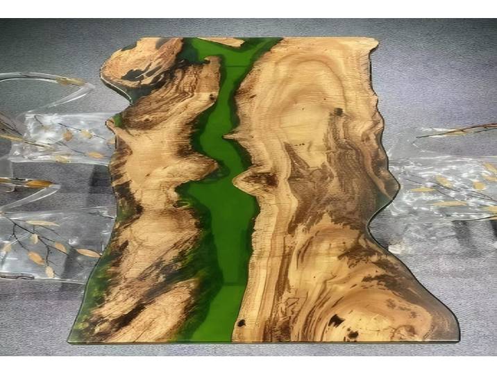 JVmoebel Esstisch Esstisch aus birmanischem Zypressenholz mit Naturkante (Packung, 1-St., Tisch)