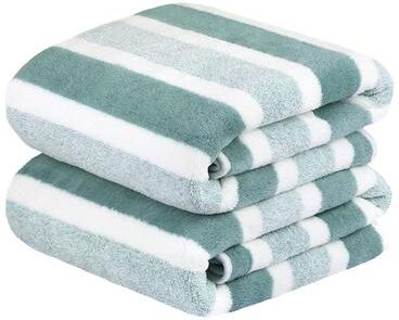 JML "Striped Fleece Bath Towel Set of 2 with Hanging Loop, 27 x 55 Inches - 27"" x 55"""
