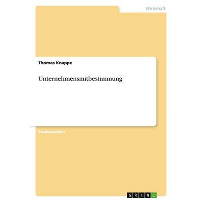 Unternehmensmitbestimmung, Taschenbuch von Thomas Knappe, GRIN, 978-3-640-20265-2