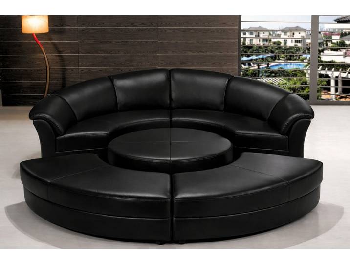 JVmoebel Wohnlandschaft Runde XXL Wohnlandschaft Modernes Eck Ledersofa Sofort, 3 Teile, Made in Europa