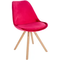 CLP Stuhl Sofia Samt Rund   Farbe: rot, Gestell Farbe: natur (rund)