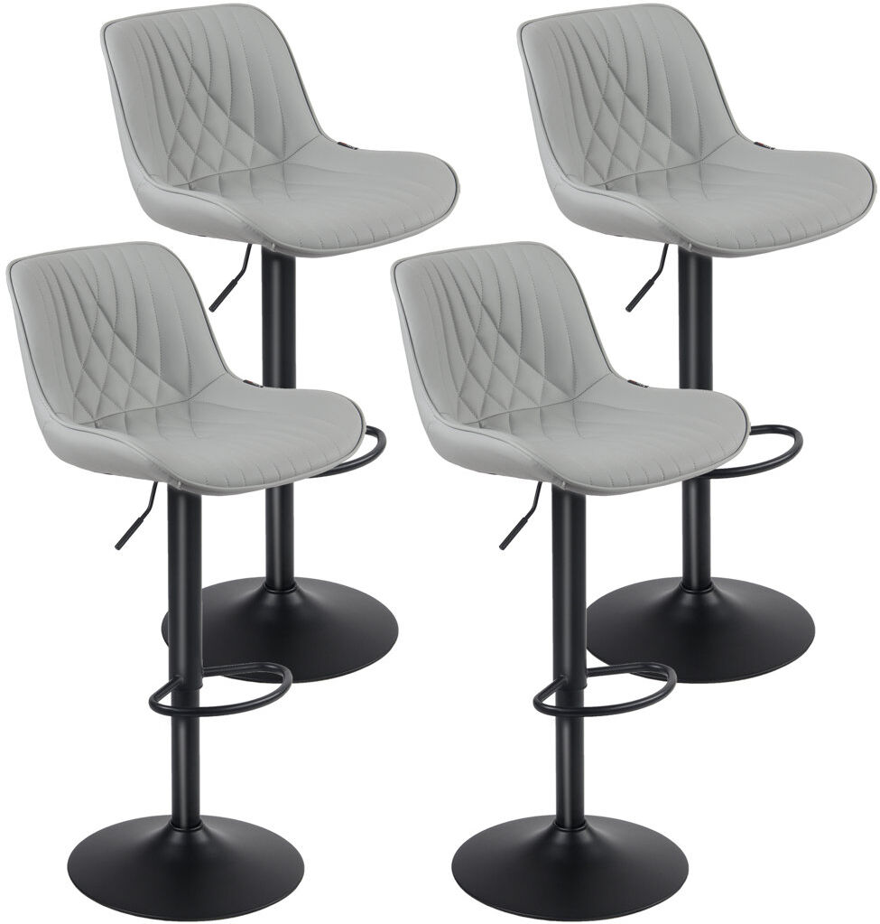 Blue Elephant Swivel Bar Stools Modern Leather Upholstered Counter Stools for Kitchen Island, Adjustable Height Stools with Footrest for Home Bar Grey 49cm W X 45cm D