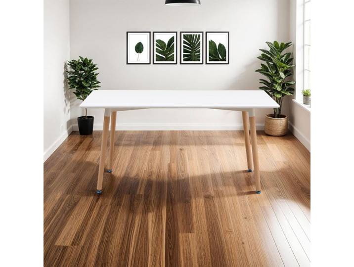 Table de repas style scandinave 120x80x75 cm blanc - SCANDI