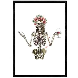POSTER Skeleton Aquarellweinblumen A4 Rahmenlos