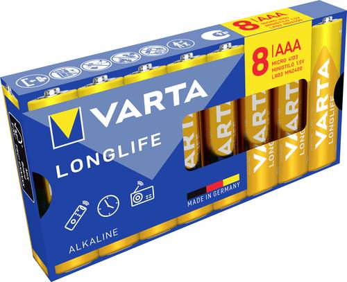 Varta Longlife AAA Pack 8 Micro (AAA)-Batterie Alkali-Mangan 1200 mAh 1.5V 8St.