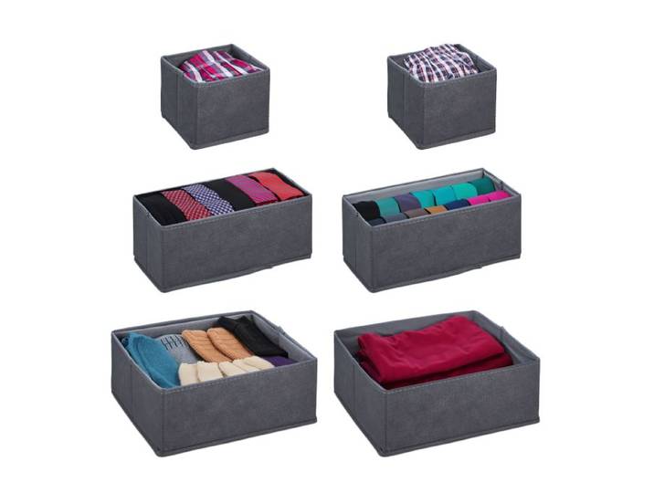 Relaxdays Lot de 6 boîtes pour tiroirs