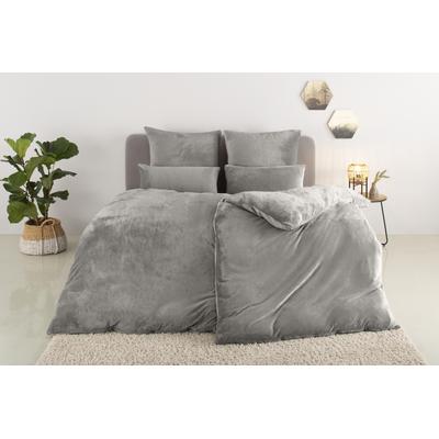 Bettwäsche OTTO HOME "Desner3, besonders weich im Griff, Cashmere-Touch", grau, B/L: 135cm x 200cm, 1 Stk., 1 Stk., Fleece, B/L: 80cm x 80cm, 2, Fleece, Obermaterial: 100% Polyester, Bettwäsche, Bettwäsche, Bettwäsche mit Reißverschluss