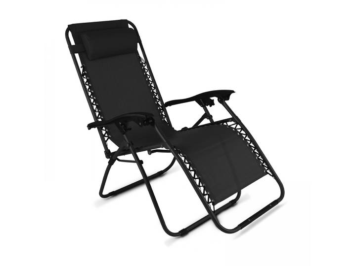 Oviala - Fauteuil relax de jardin en métal et textilène inclinable