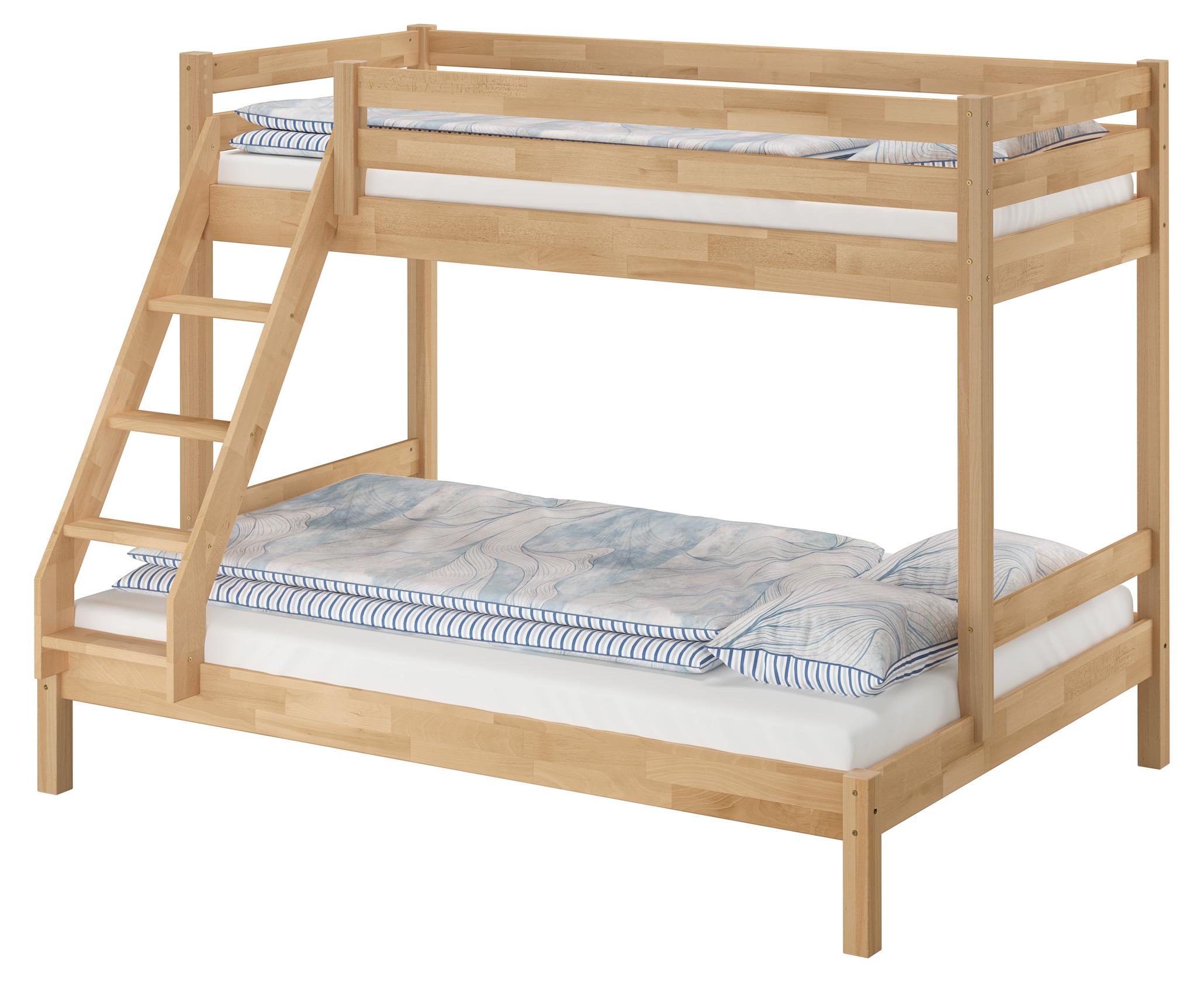 Stabiles Stockbett Etagenbett 90x200 u 140x200 Buche massiv lackiert V-60.14-09-14ohne Zubehör