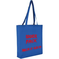 Texxilla Baumwolltasche Mehrpack mit zwei langen Henkeln, Boden- und Seitenfalte, Royalblau, royalblau
