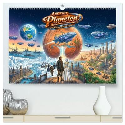 Auf zwei Planeten – Als Mars und Erde sich trafen (hochwertiger Premium Wandkalender 2027 DIN A2 quer), Kunstdruck in Hochglanz
