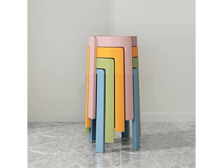 XPLKQXE Rund Kunststoff Hocker Satz von 4, Hocker aus Kunststoff Windmühle rund Stuhl, Barhocker Stapeln Bar Hocker Rückenlos Student Hocker für Home Büro Classro (Farbe : A, Größe : 4pcs)