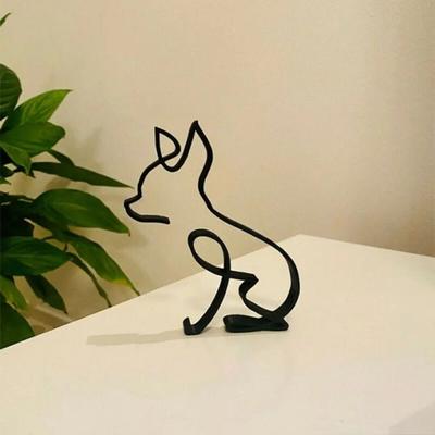 Inspired Finds Modern Wrought Iron Dog Sculpture Minimalist Abstract Animal Figurine chihuahua
