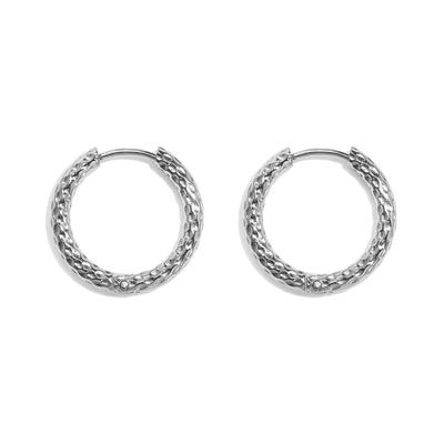 Paar Creolen ADELIA´S "LIVAYA", Damen, Gr. Damen, Edelstahl, silber (silberfarben), Ohrringe, Modischer Modeschmuck mit reliefartig strukturierter Oberfläche