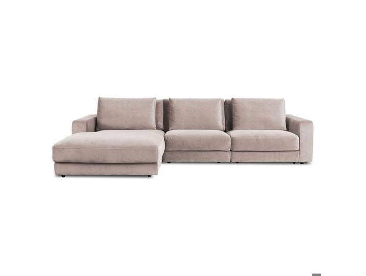 Canapé angle gauche Venezia en velours beige - 5 places
