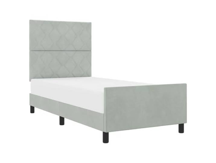 KKgypkn Boxspringbett mit verstellbarem Kopfteil Hellgrau 90x190 Samt, Boxspringbett 90x190 Samt mit Kopfteil, modernes Design