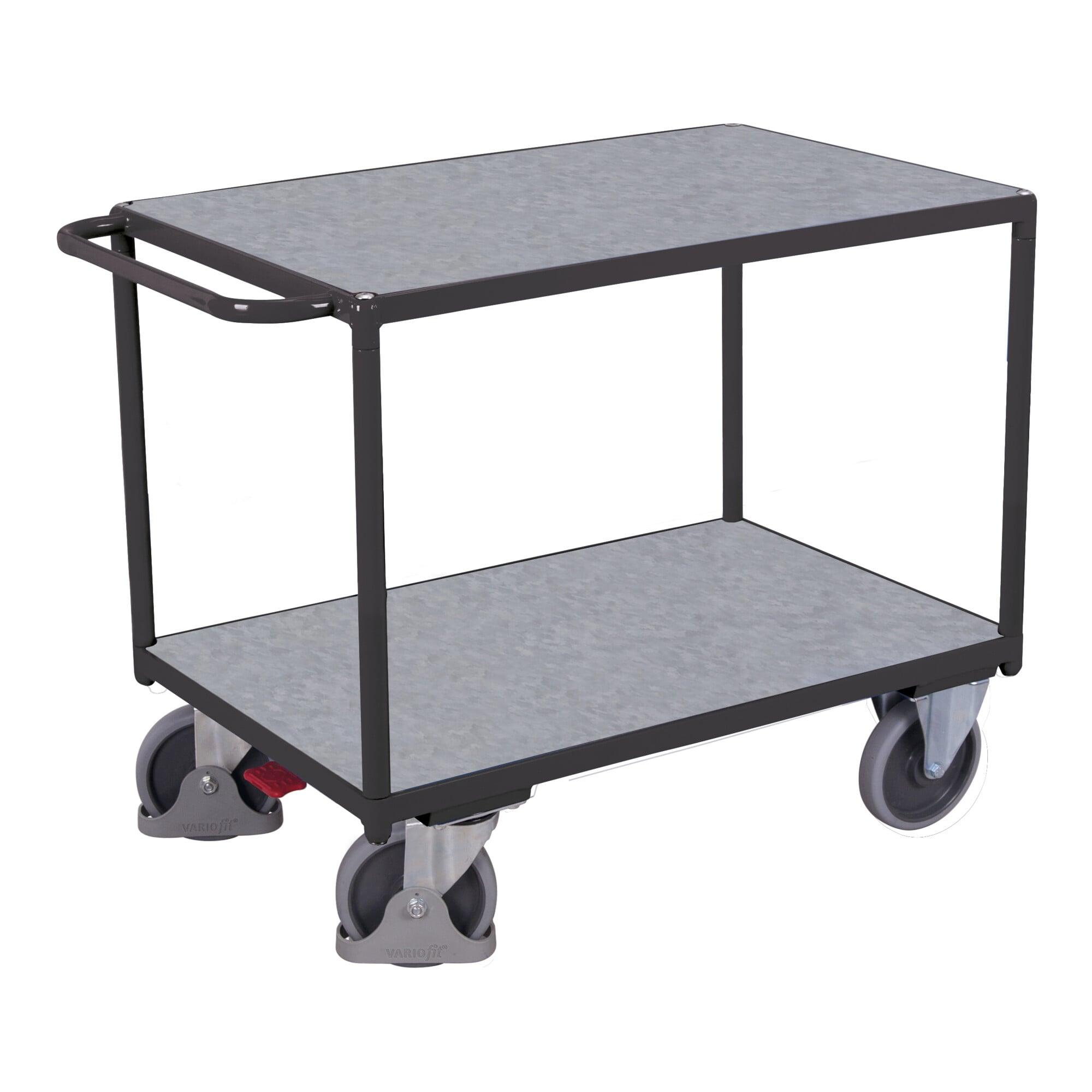VARIOfit Tischwagen schwer 2 Zinkblechladeflächen RAL 7016 (sw-700.505/AG)