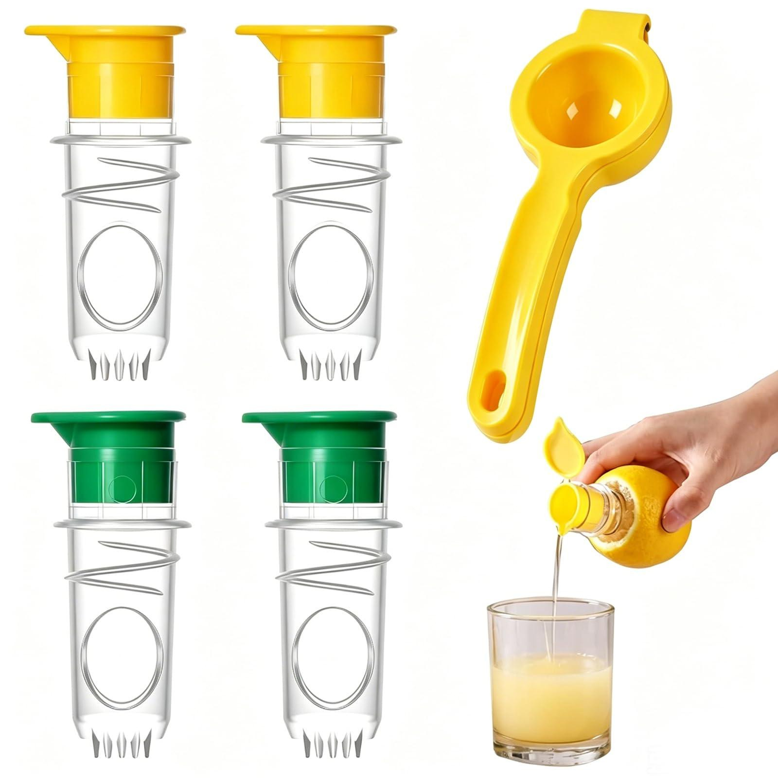 Dripio Handmatige citruspers, 5-delig inclusief citroenpers en tang, geel