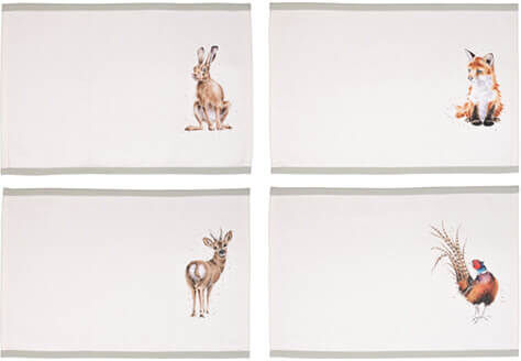 Wrendale Designs 'Woodlanders' Set of 4 Woodland Animal Fabric Placemats
