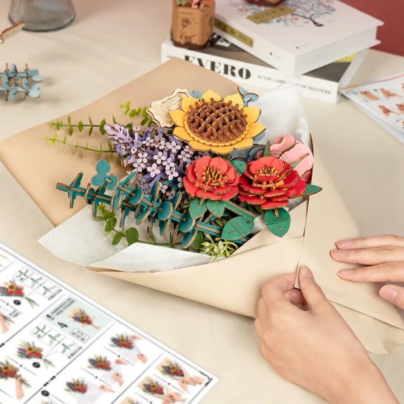 Wooden Flower Bouquet / Bouquet de fleurs en bois - Puzzle 3D en bois ROWOOD