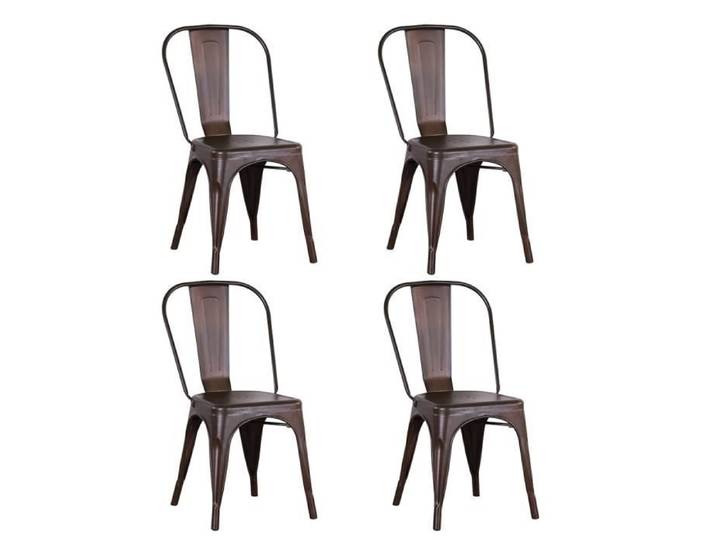 Ensemble de 4 chaises en fer blanc à dossier - B.LIVEM - AMIVIALE - Capacité de charge 120 kg - Couleur rouille