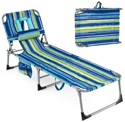 Costway Tanning Chair with Face Arm Holes Folding Chair-Multicolor
