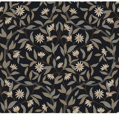 Inspired by Color Jasmine Black Metallic Wallpaper