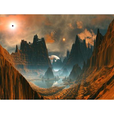 Fototapete PAPERMOON "PLANETEN-FUTURISTISCH WELTRAUM MOON GALAXIE UNIVERSUM", bunt, B:3,5m L:2,6m, Vlies, Tapeten