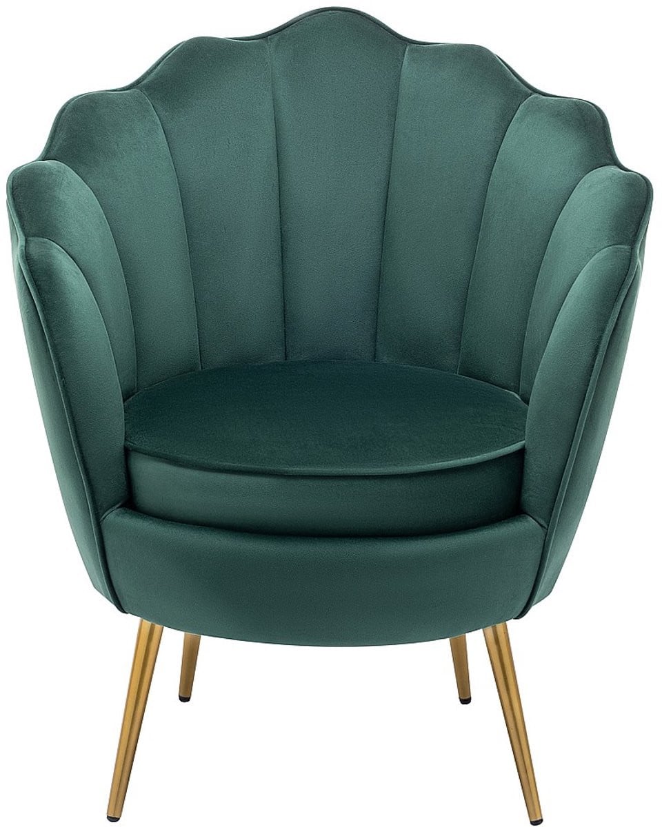 LALEA Schelpvormige fauteuil in groen velours