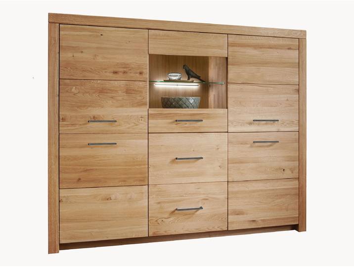 Highboard Sorano - mit Beleuchtung - Silber - Variante 03