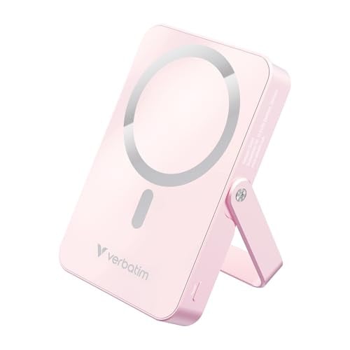 Verbatim Charge 'n' Go MagSafe Powerbank 10.000 mAh roze, 15 W magnetisch met PD 20W snel opladen en inklapbare standaard