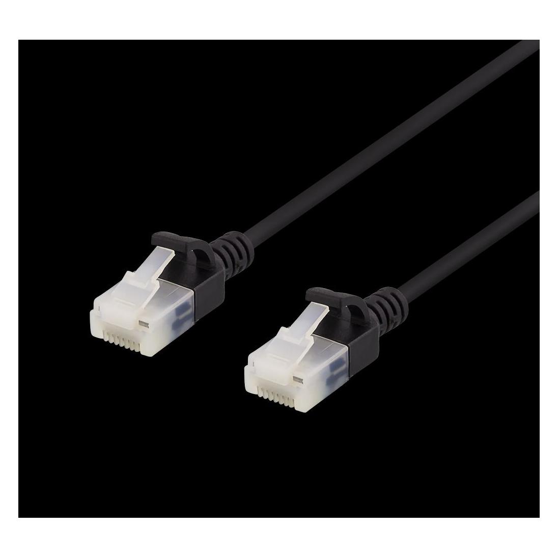Deltaco U/UTP Cat6a patch cable slim 3.5mm diameter 0.5m black (U/UTP, CAT6a, 0.50 m) (UUTP-1017)