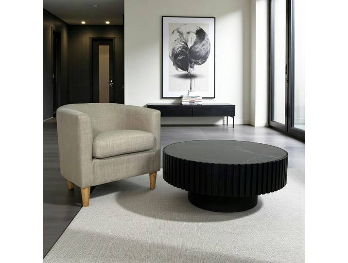 Table basse ronde moderne en céramique LOMBARDIE - Noir
