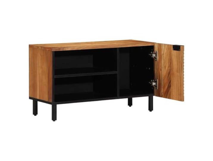 Xolmizyn TV-Schrank aus Mangoholz, Wandmontiertes Regal mit Tür 80x33x46 Wandmontierte Konstruktion, Massives Mangoholz, Minimalistisches Design