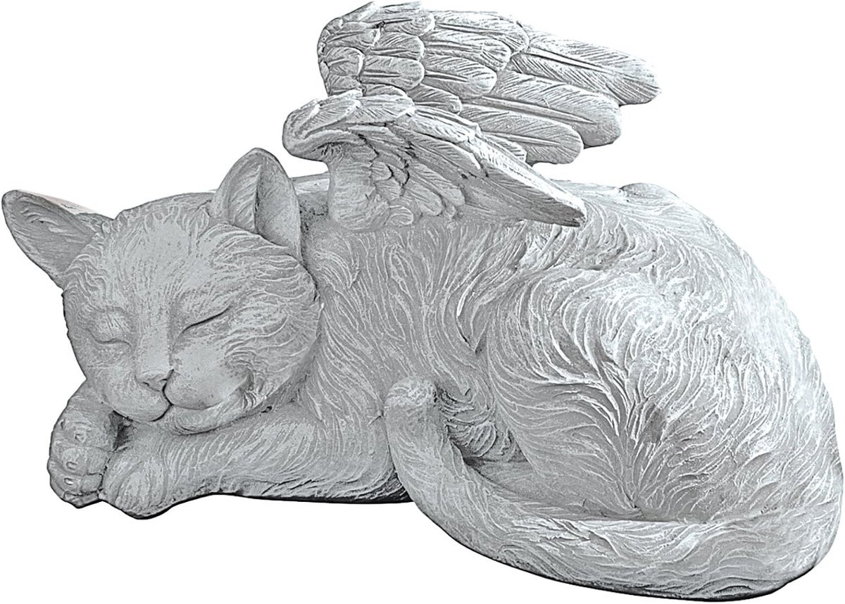 Cat Angel Pet Memorial Grave Marker Hereniging - Grijs - Polyresin - 25,5 cm