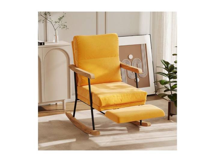 ADWOLT Fauteuil à bascule ergonomique jaune - dossier lombaire pieds ajustables métal